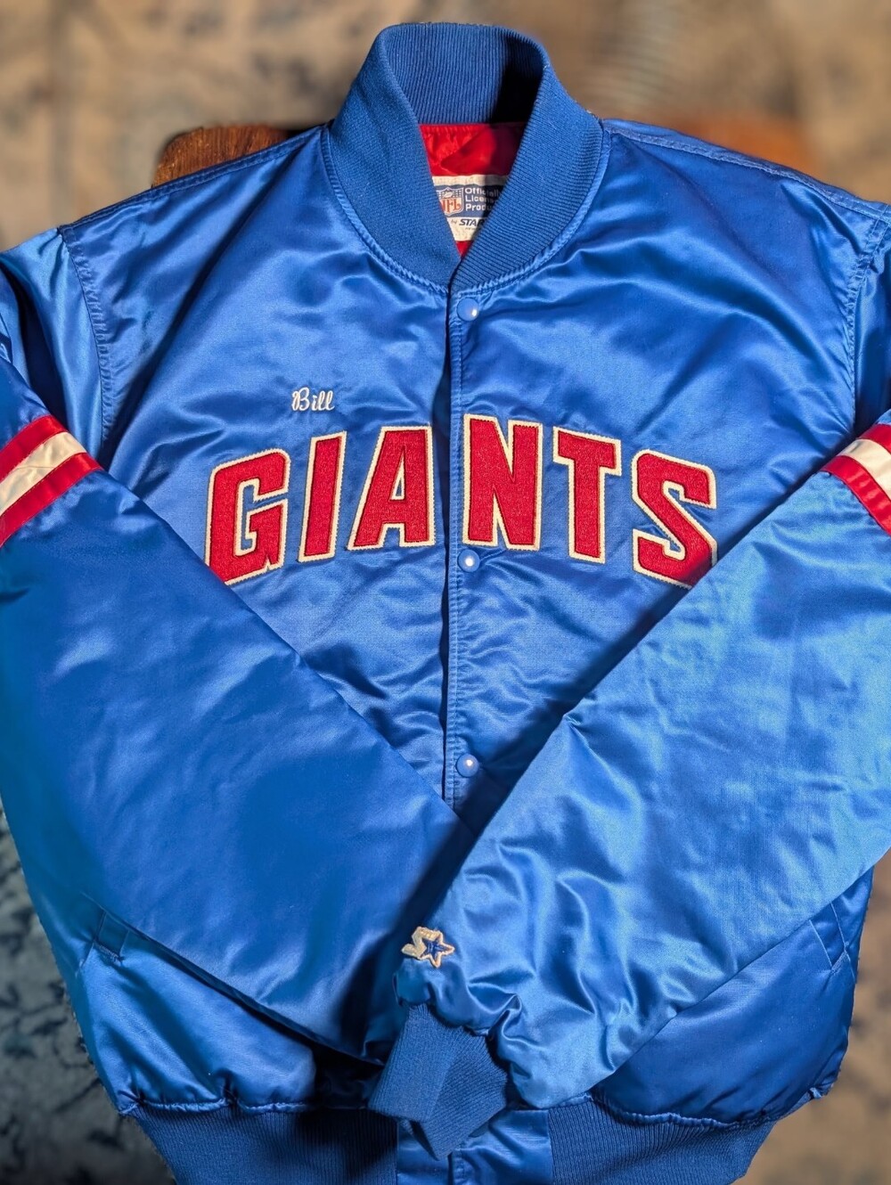 Vintage New York Giants Starter Satin Bomber Jacket Men's XXL